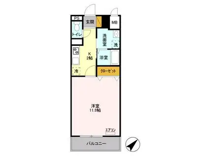 キャメロット新越谷(1K/7階)の間取り写真