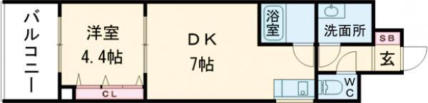 UN GRAN(1DK/1階)の間取り写真