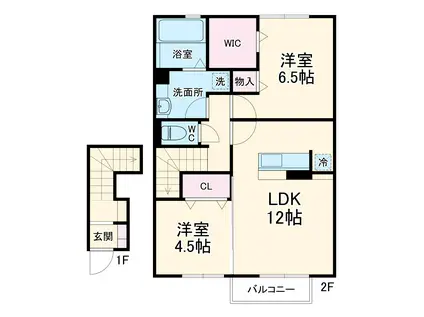 メゾンベルフォーレ(2LDK/2階)の間取り写真