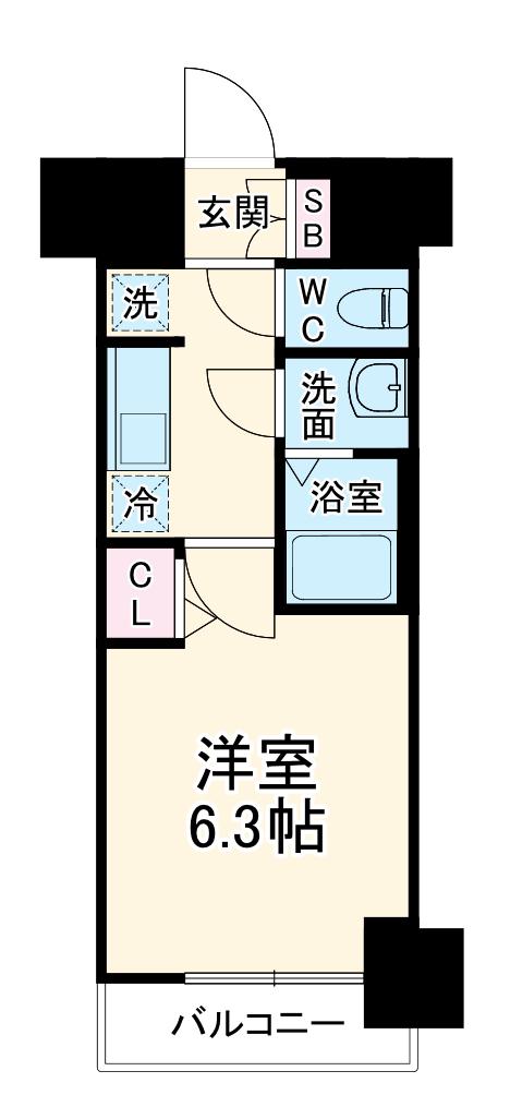 ディアレイシャス名古屋太閤通Ⅱ(1K/5階)の間取り写真