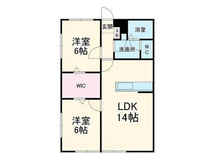 カーサルシア(2LDK/2階)の間取り写真