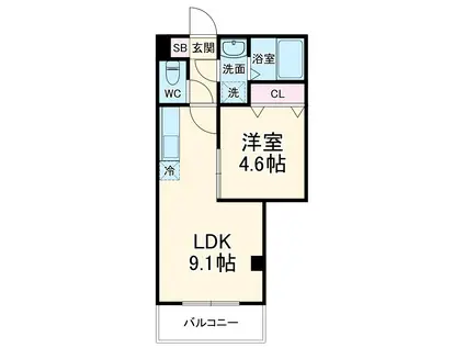 LEVICIA BLDG Ⅱ(1LDK/2階)の間取り写真