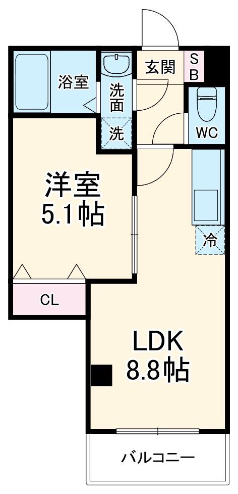 LEVICIA BLDG Ⅱ(1LDK/2階)の間取り写真