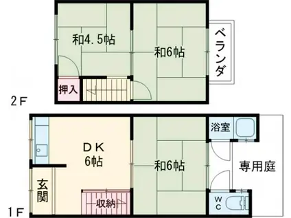 阪急電鉄京都線 桂駅 徒歩19分 2階建 築61年(3DK)の間取り写真