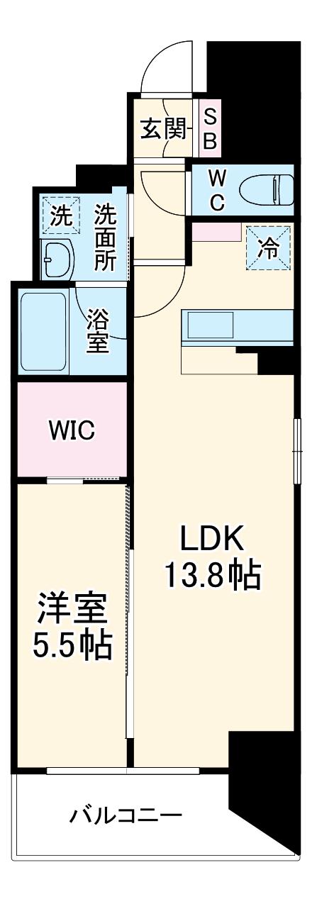 レジュールアッシュ谷町四丁目グランクラス(1LDK/5階)の間取り写真