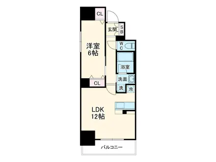 レジュールアッシュ谷町四丁目グランクラス(1LDK/10階)の間取り写真