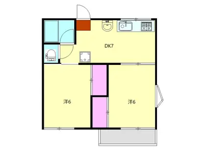 バレンシア(2DK/2階)の間取り写真
