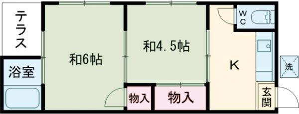 酒井荘(2K/1階)の間取り写真