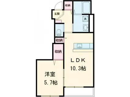 メルヴェイユ(1LDK/1階)の間取り写真