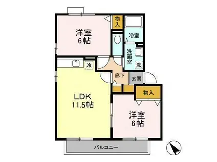 ミルフィーユおゆみ野(2LDK/2階)の間取り写真