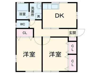 アルファメゾン(2DK/2階)の間取り写真