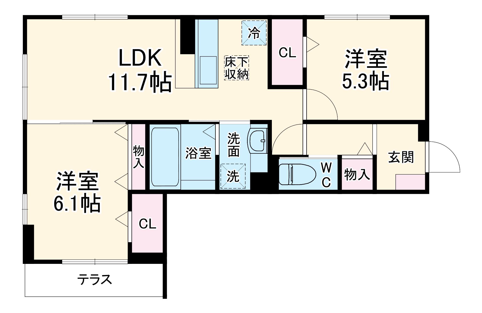 アクシス・ハイム(2LDK/1階)の間取り写真
