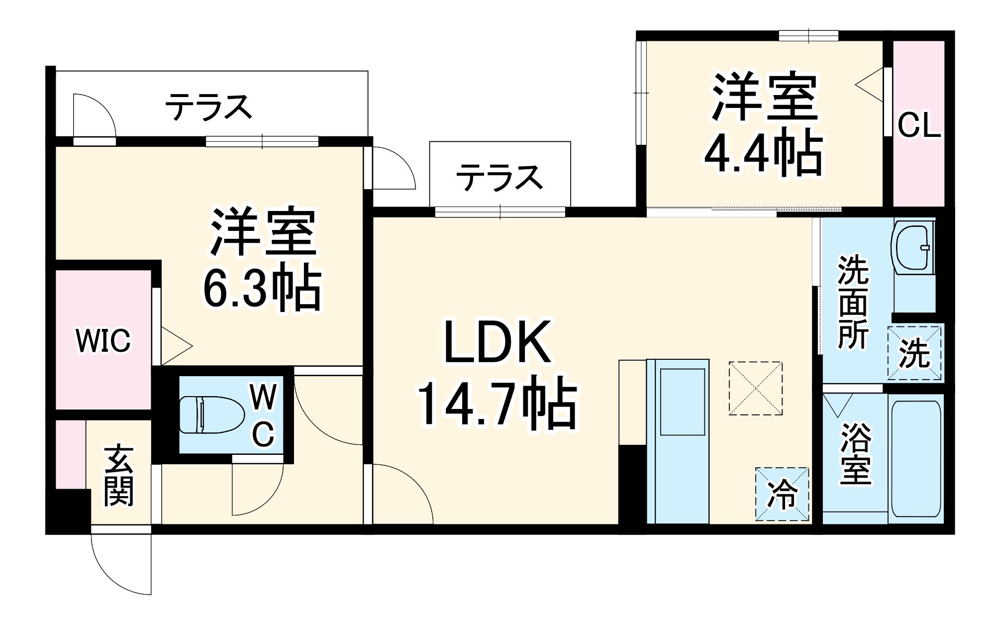 FLOURICHⅠ(2LDK/2階)の間取り写真