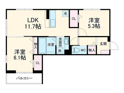 アクシス・ハイム(2LDK/2階)の間取り写真