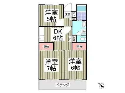 パークタウン鶴ヶ島(3DK/5階)の間取り写真