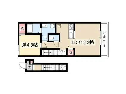 リーブルファイン稲永Ⅱ(1LDK/2階)の間取り写真