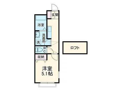 アパートメント枡形NO.2(1K/2階)の間取り写真