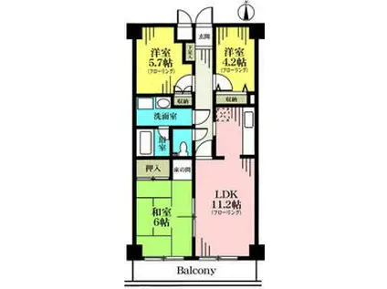 ニューリバーコート(3LDK/3階)の間取り写真
