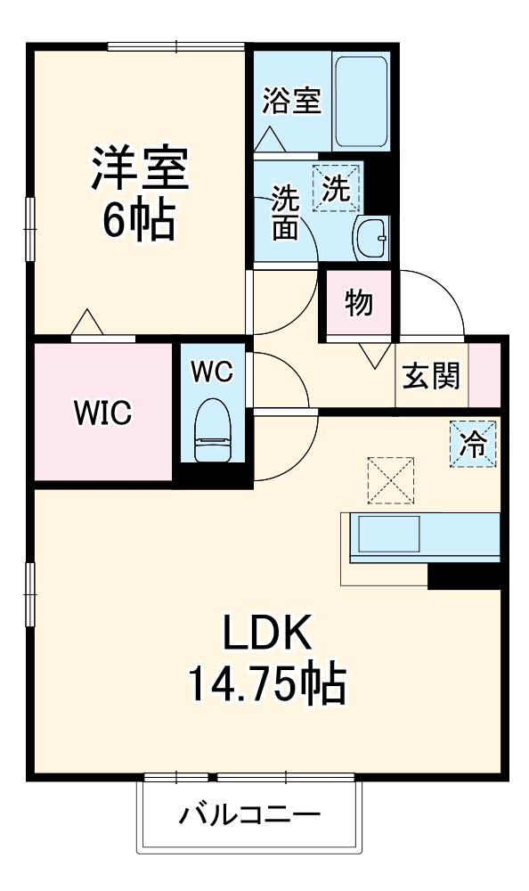 ガルデニアT-Ⅱ(1LDK/2階)の間取り写真
