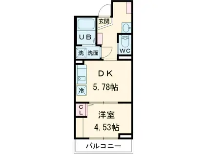 LA・PORTE高砂(1DK/2階)の間取り写真