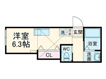 ラフィネ追浜(ワンルーム/2階)の間取り写真