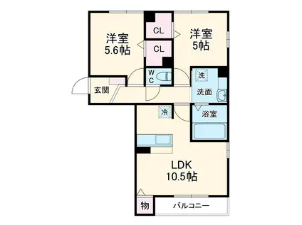 オンブラージュ・マロニエ(2LDK/2階)の間取り写真
