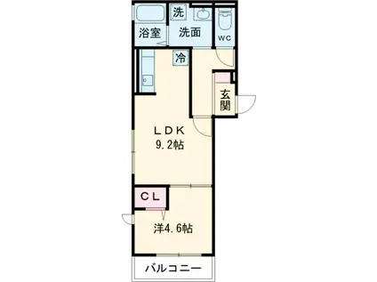 ベルテンポ東向日(1LDK/3階)の間取り写真