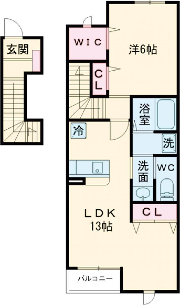 ナガミヤB(1LDK/2階)の間取り写真