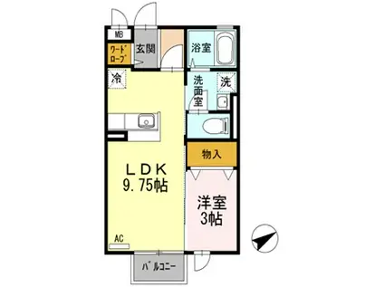 スリーエイト扇(1LDK/2階)の間取り写真