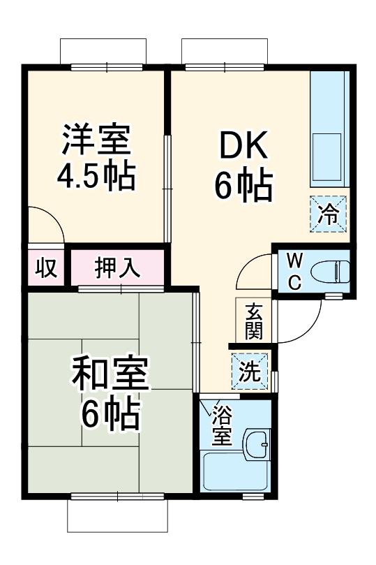 マーナーハウス(2DK/2階)の間取り写真