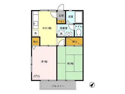 サントビーヒルズC棟(2DK/2階)の間取り写真