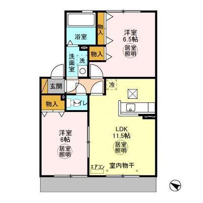 リビングタウンみずきC(2LDK/1階)の間取り写真