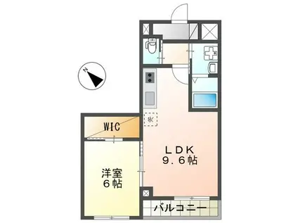 オレンジクレスト(1LDK/2階)の間取り写真
