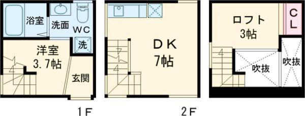 東武鉄道亀戸線 小村井駅 徒歩4分 2階建 築3年(1DK)の間取り写真