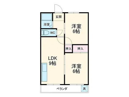 ハイツコシイシⅡ(2DK/2階)の間取り写真