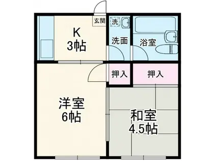 ウエストランド(2K/1階)の間取り写真