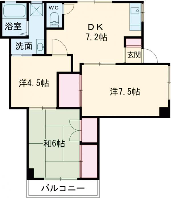 小平ビル(3DK/4階)の間取り写真