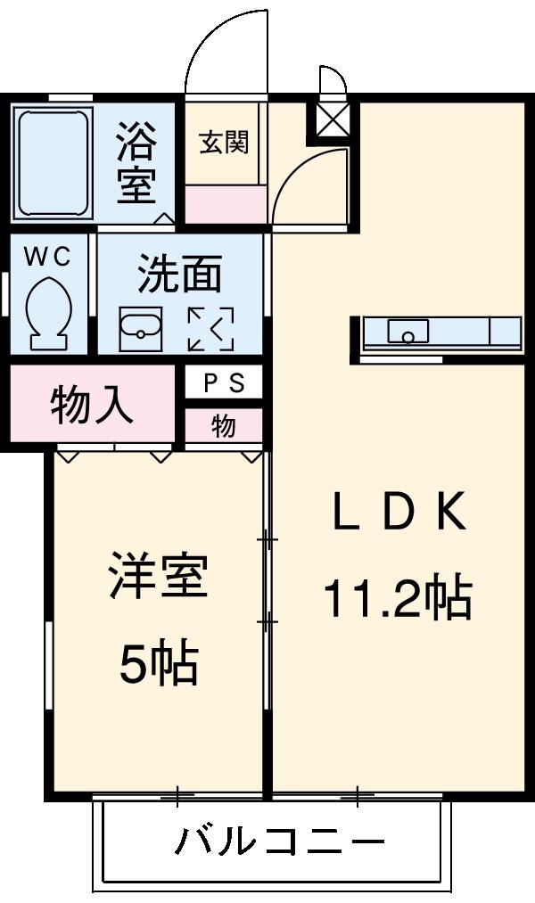 Y3ツルタ・パナハイツ(1LDK/1階)の間取り写真