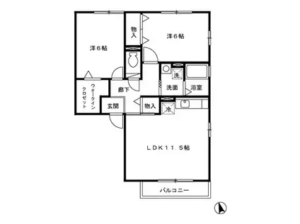 ラフィネ壱・弐番館(2LDK/1階)の間取り写真