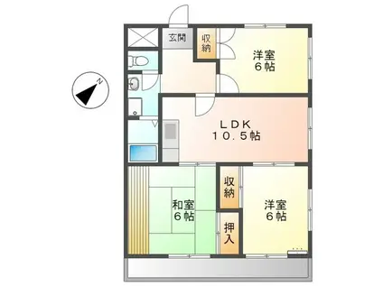 KHビル(3LDK/3階)の間取り写真