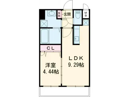 CALM RIVIRE箱崎(1LDK/4階)の間取り写真