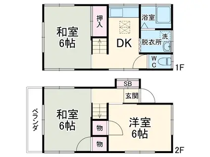 京成電鉄松戸線 高根公団駅 徒歩17分 2階建 築44年(3K)の間取り写真