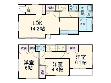 東海道本線 用宗駅 徒歩18分 2階建 築4年(3LDK)の間取り写真