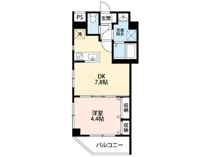 ガーデンフォレスト親水公園(1DK/4階)の間取り写真