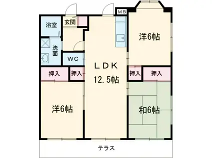 セピア長丘(3LDK/3階)の間取り写真
