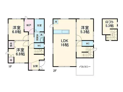 中央本線 春日井駅(JR) 徒歩20分 2階建 築2年(3LDK)の間取り写真