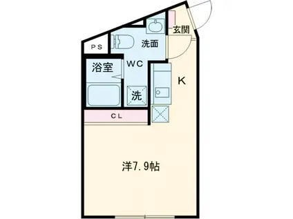 レピュア北千住レジデンスⅡ(ワンルーム/1階)の間取り写真