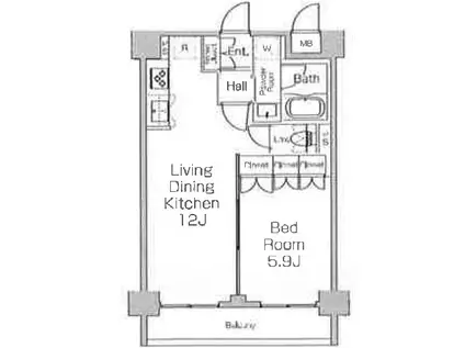 プラウドフラット三軒茶屋Ⅱ(1LDK/4階)の間取り写真