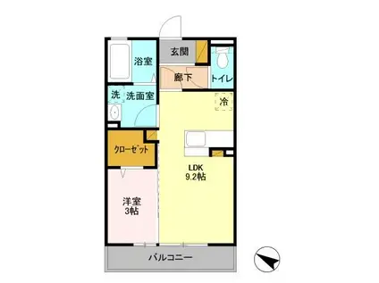 イーストファインヒルズ(1LDK/3階)の間取り写真