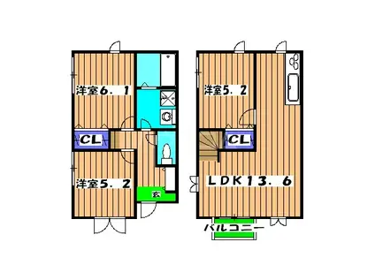武蔵野線 船橋法典駅 徒歩14分 2階建 築14年(3LDK)の間取り写真
